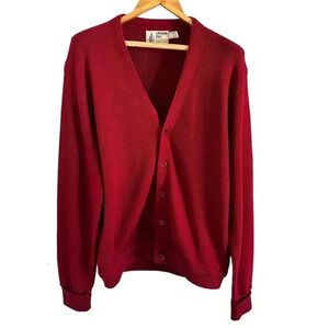 London Fog Cardigan sweater men's size Large red longsleeve